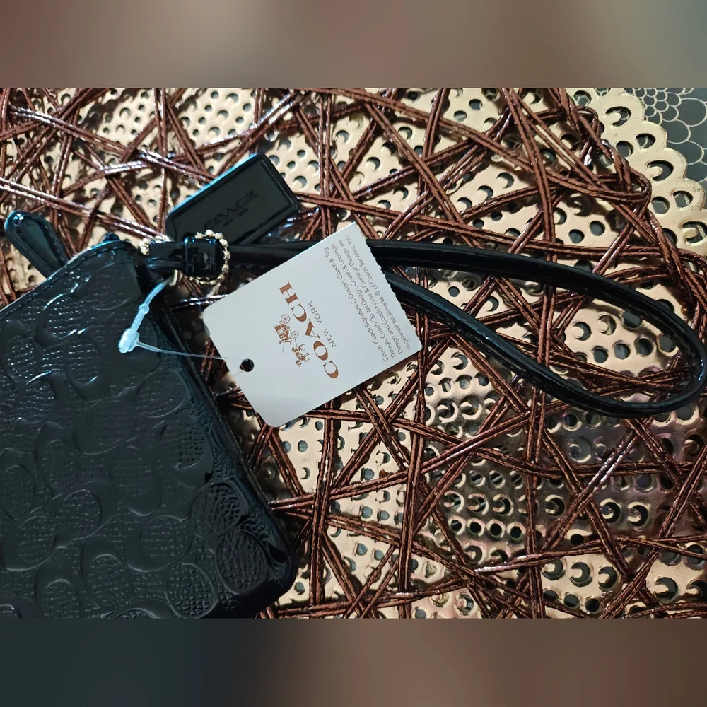 Coach Black Wristlet with Gold Details - Picture 6 of 8